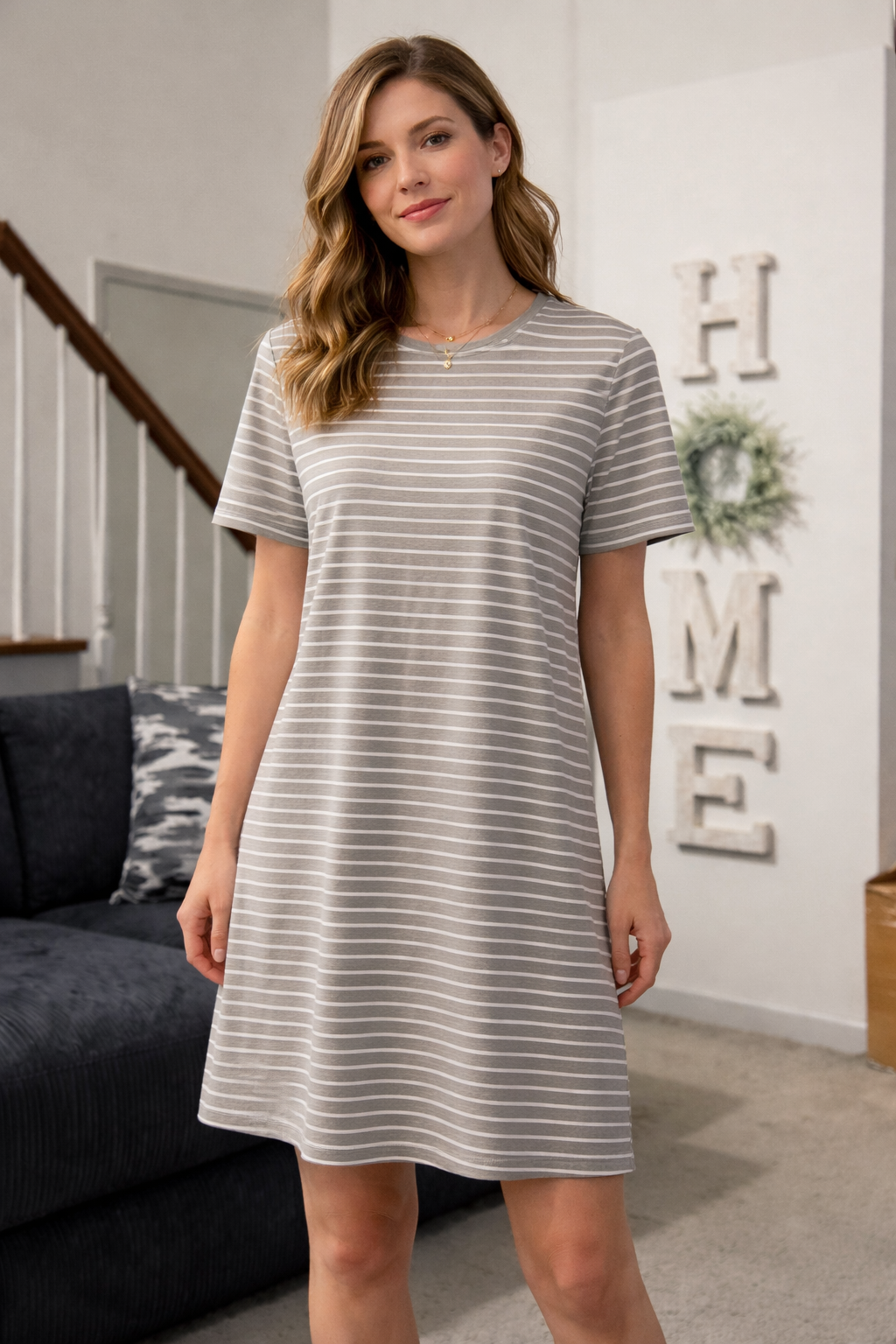 Grey/White Stripped dress