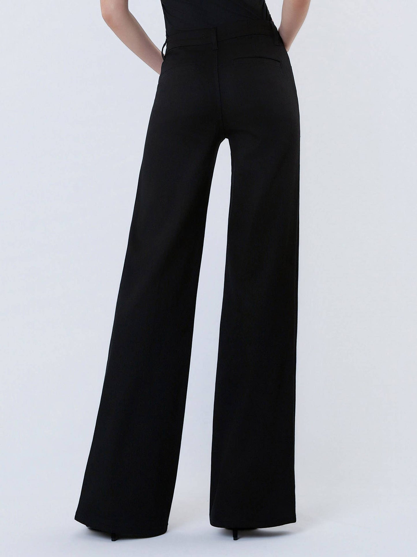 HIGH RISE TROUSER PRESSED BLACK WIDE LEG JEANS