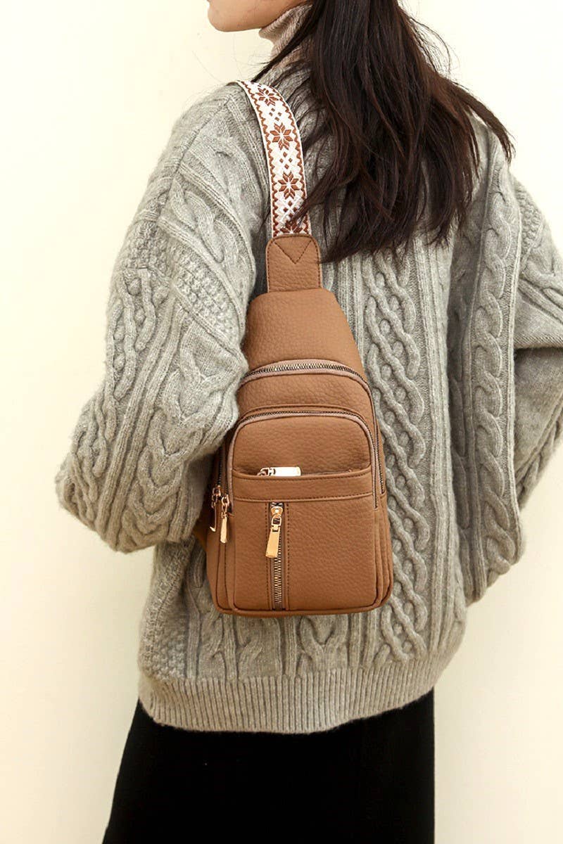 Vegan Leather Crossbody Sling Chest Pack Bag