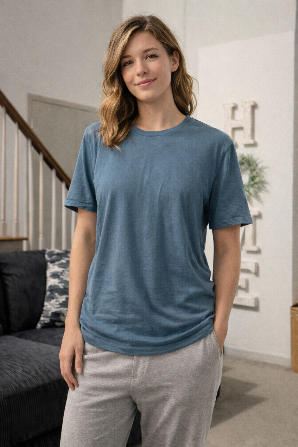 Plain Blue/Gray Shirt