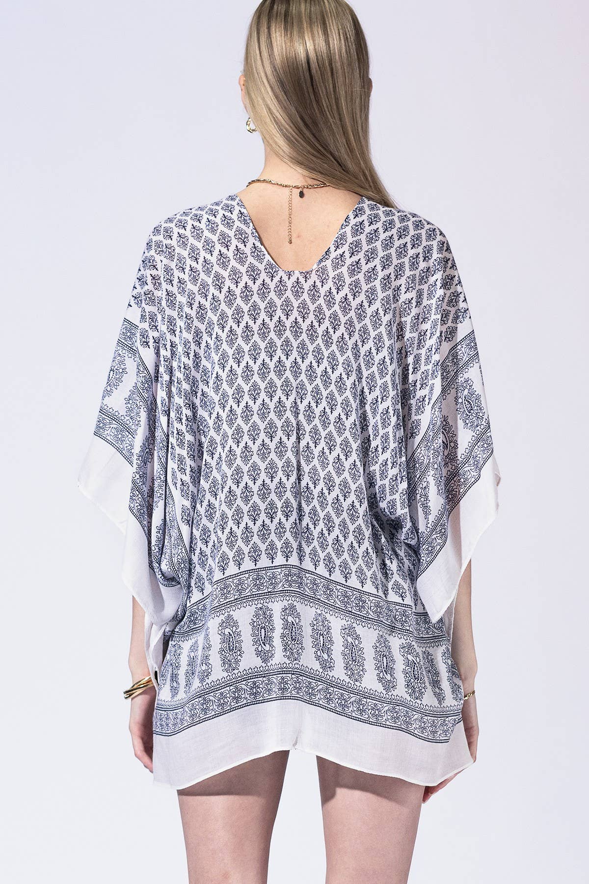 Indigo Mosaic Border Kimono