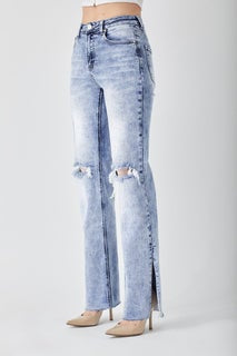 Risen High-Rise Long Inseam Straight Jeans
