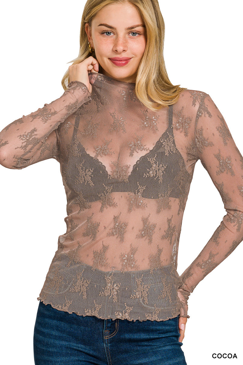 Lace see-through layering top