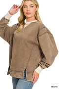 Fleece acid washed contrast trim sweatshirts