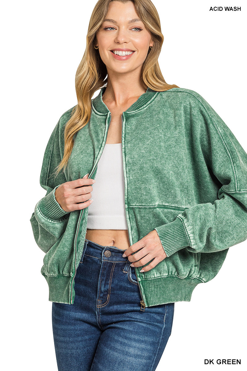 Acid washed fleece jacket