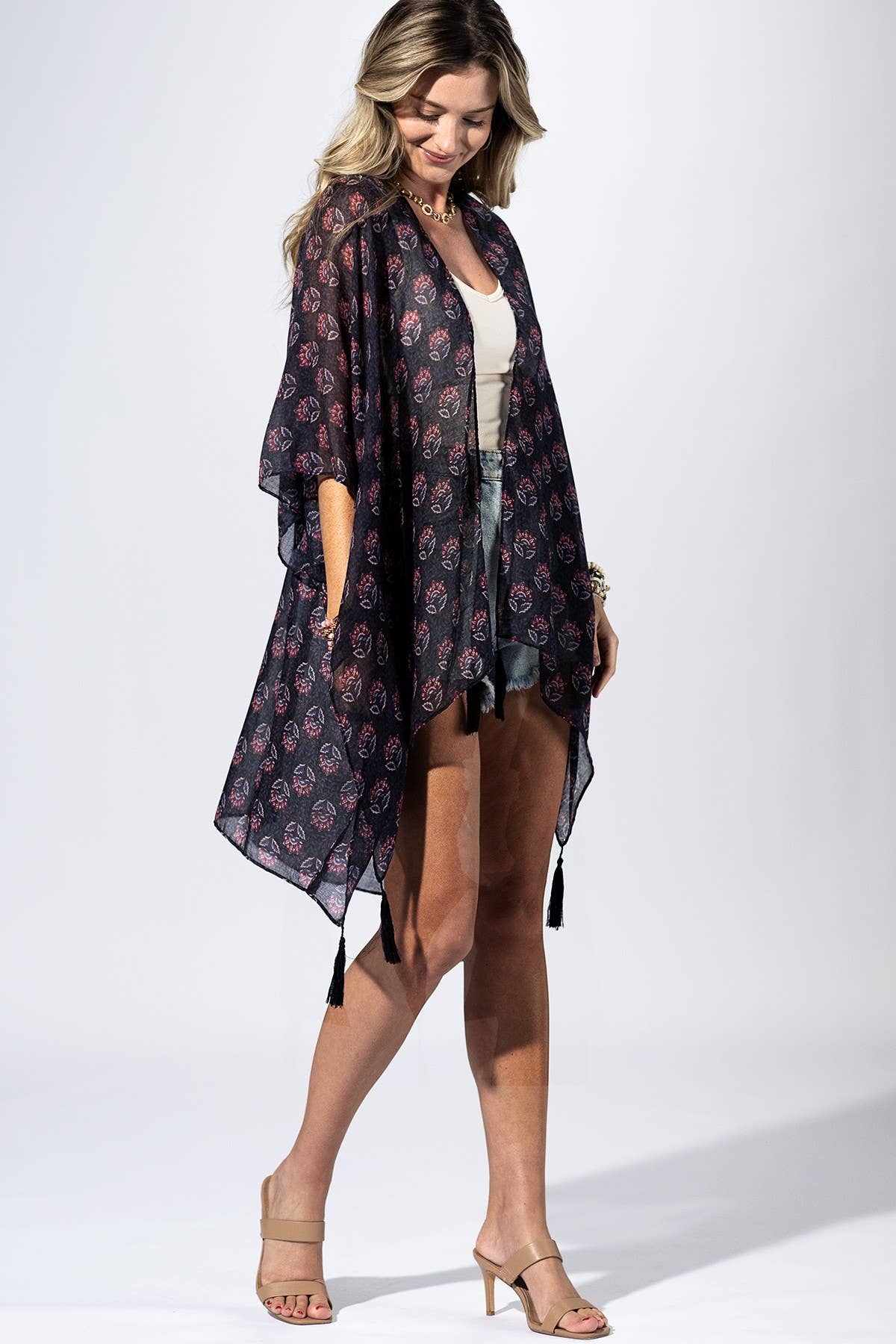 Midnight Medallion Tassel Kimono