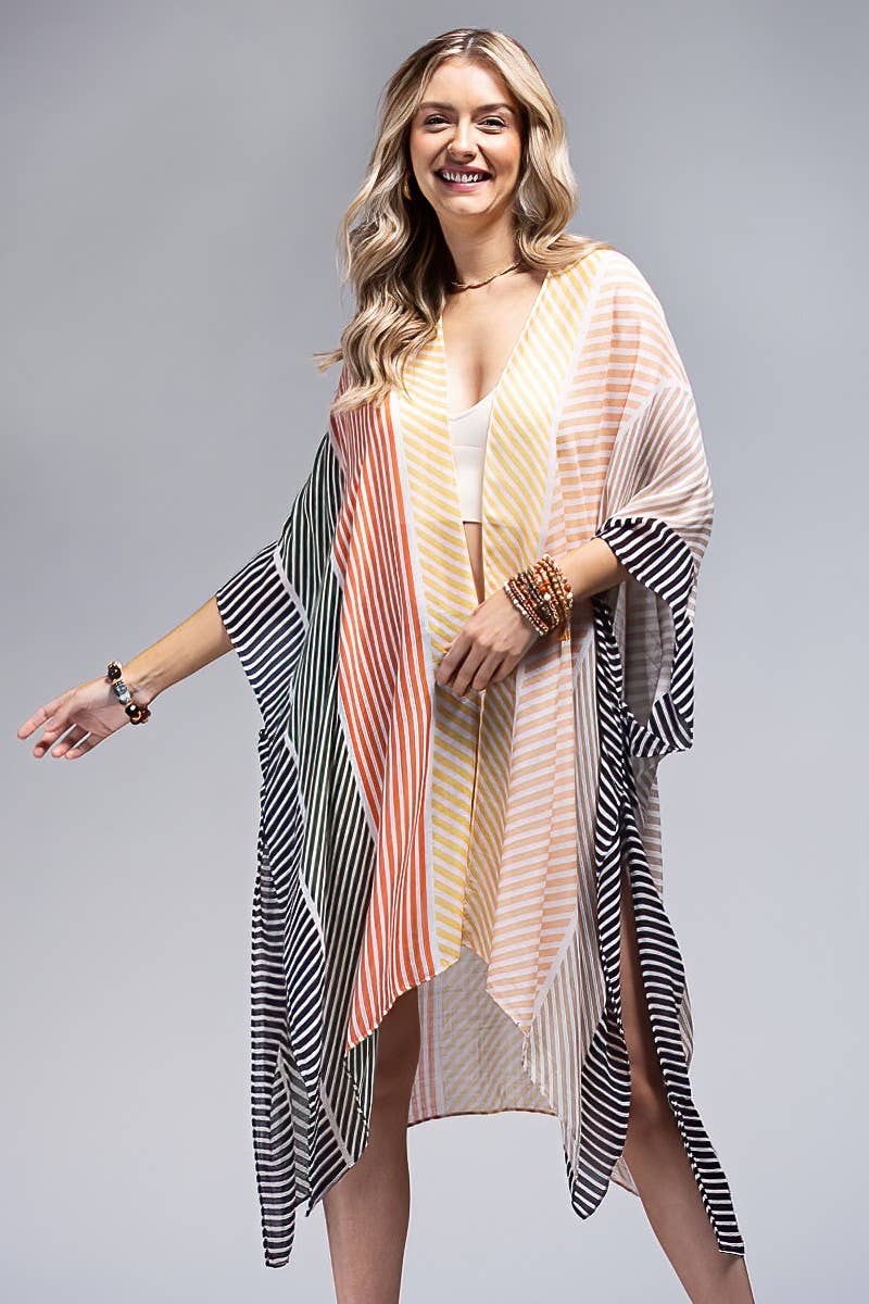 Sunset Stripe Viscose Kimono