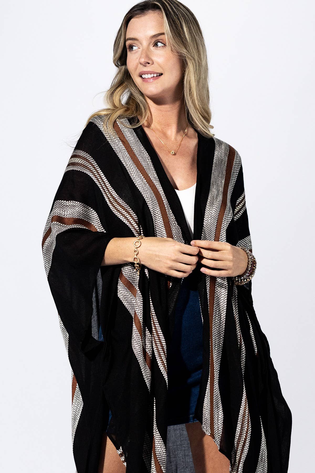 Graphite Stripe Kimono