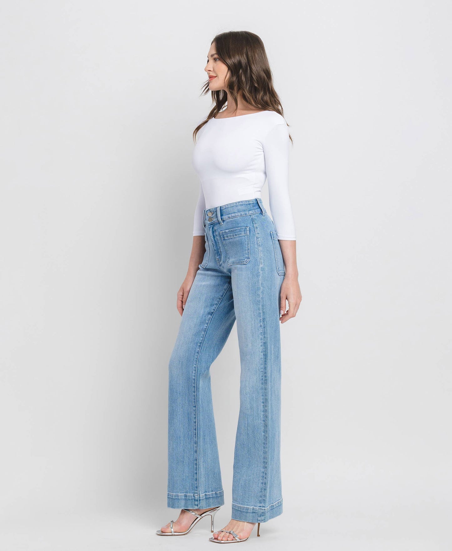 90'S VINTAGE SUPER HIGH RISE FLARE JEANS