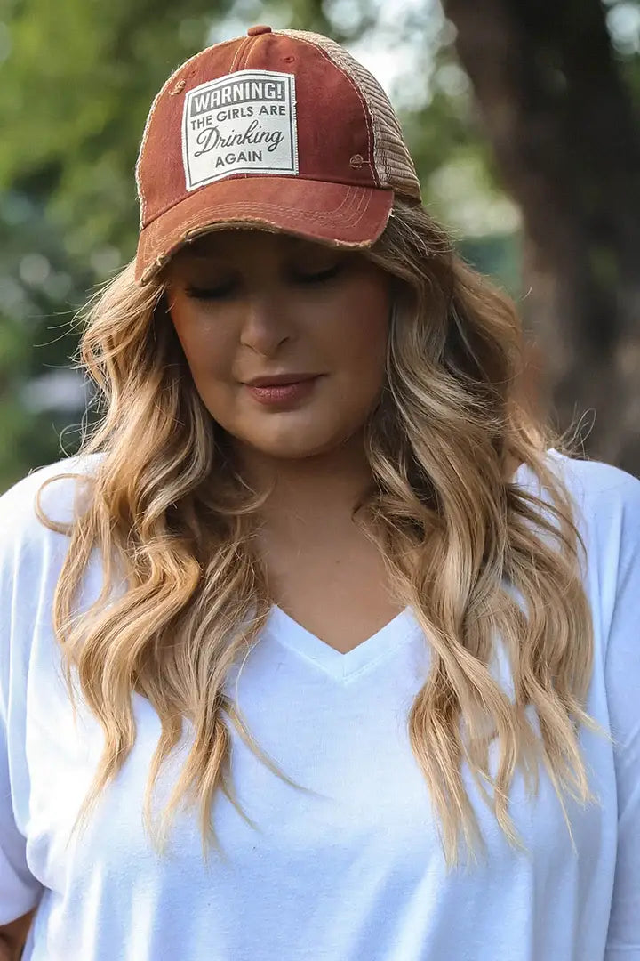 Warning The Girls Are Drinking Again Trucker Baseball Cap