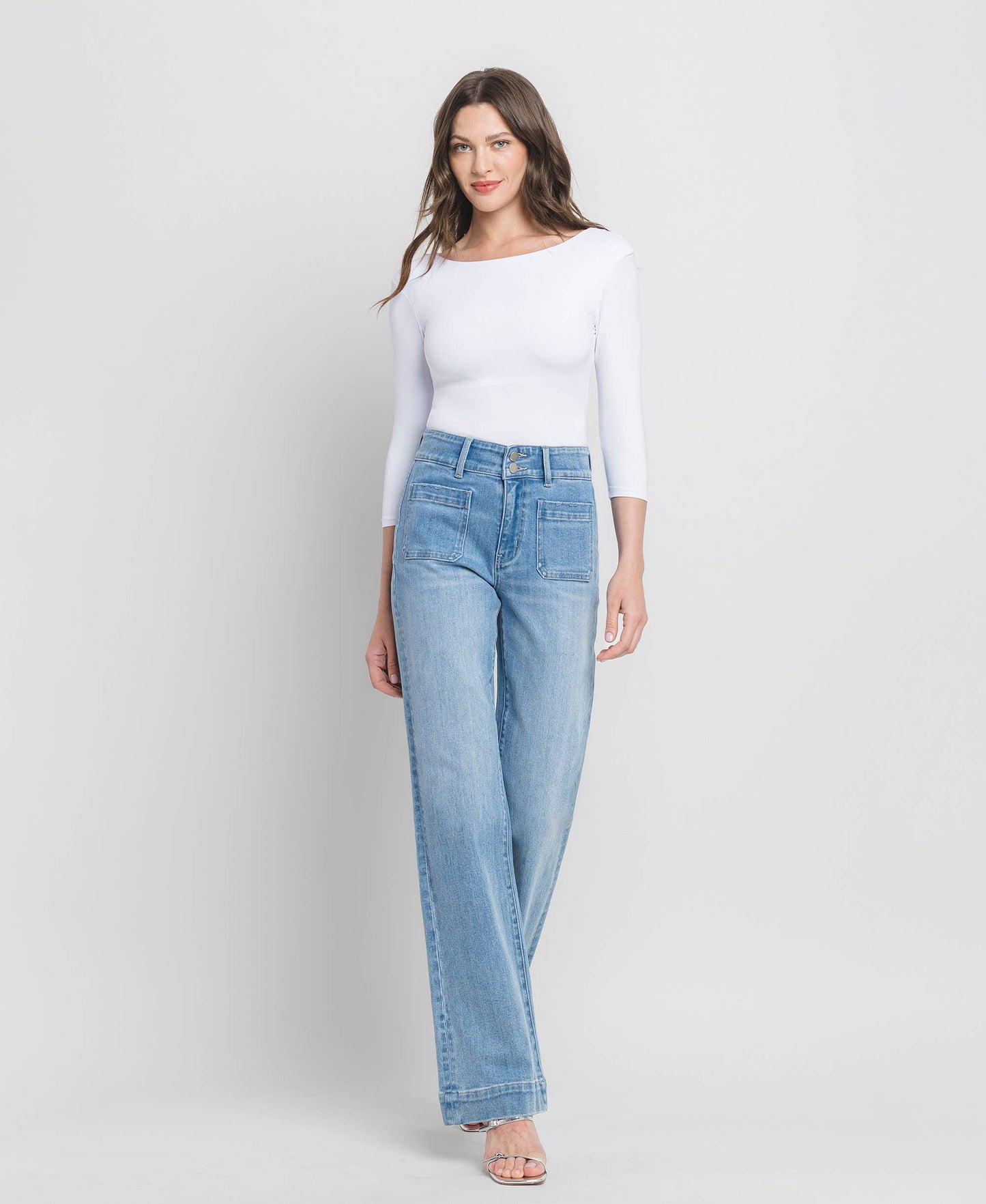 90'S VINTAGE SUPER HIGH RISE FLARE JEANS
