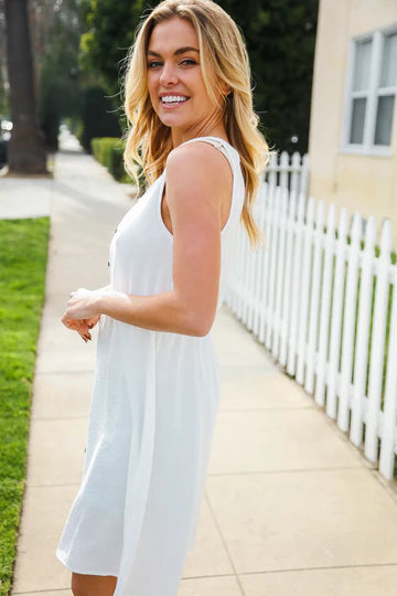 Crinkled Woven Button Down Dress