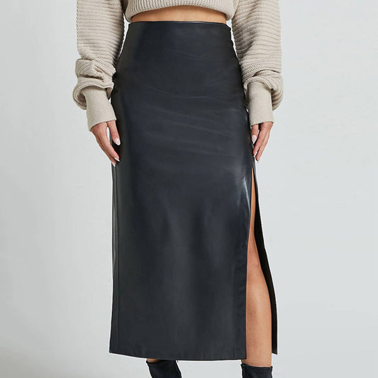 SPLIT LEATHER SKIRT