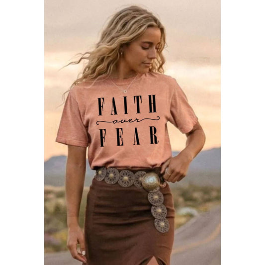 FAITH OVER FEAR MINERAL GRAPHIC TEE