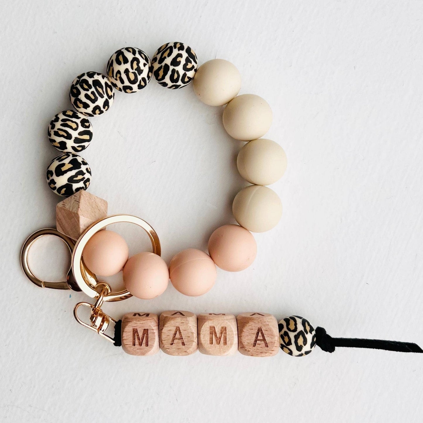 MAMA Bangle Keychain Silicone Wristlet Keyring Bead Bracelet
