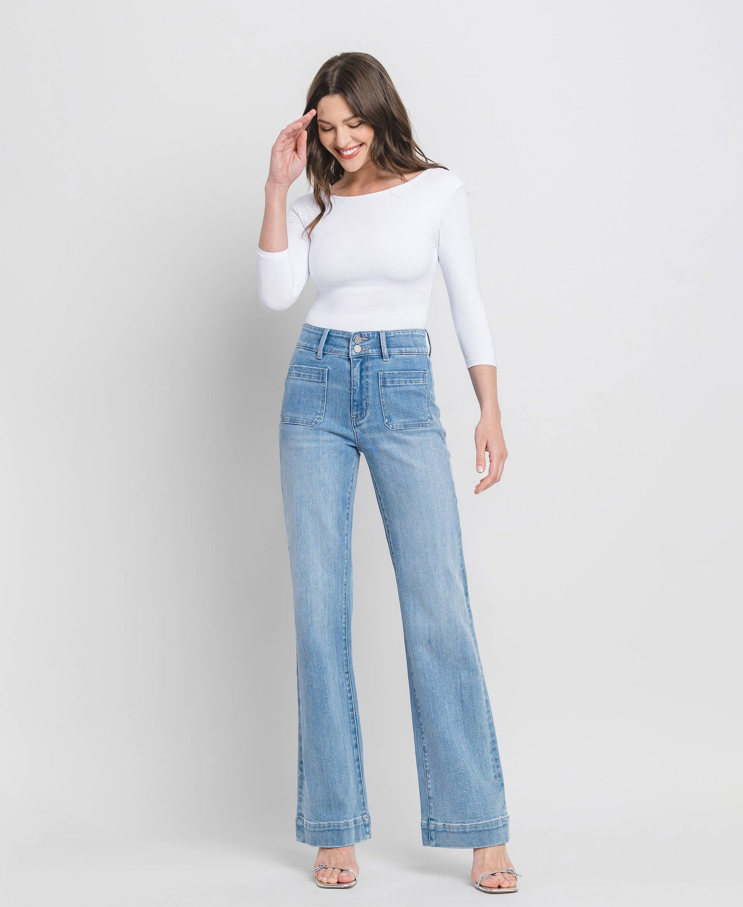 90'S VINTAGE SUPER HIGH RISE FLARE JEANS