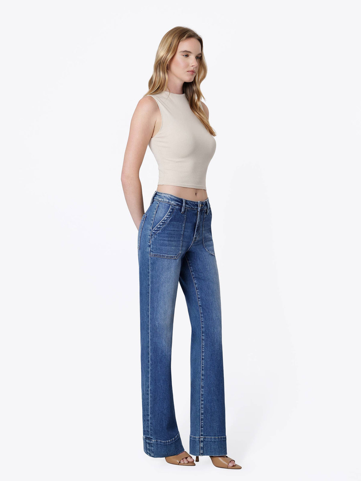 Truculent - High Rise Patch Pocket Vintage Flare Jeans