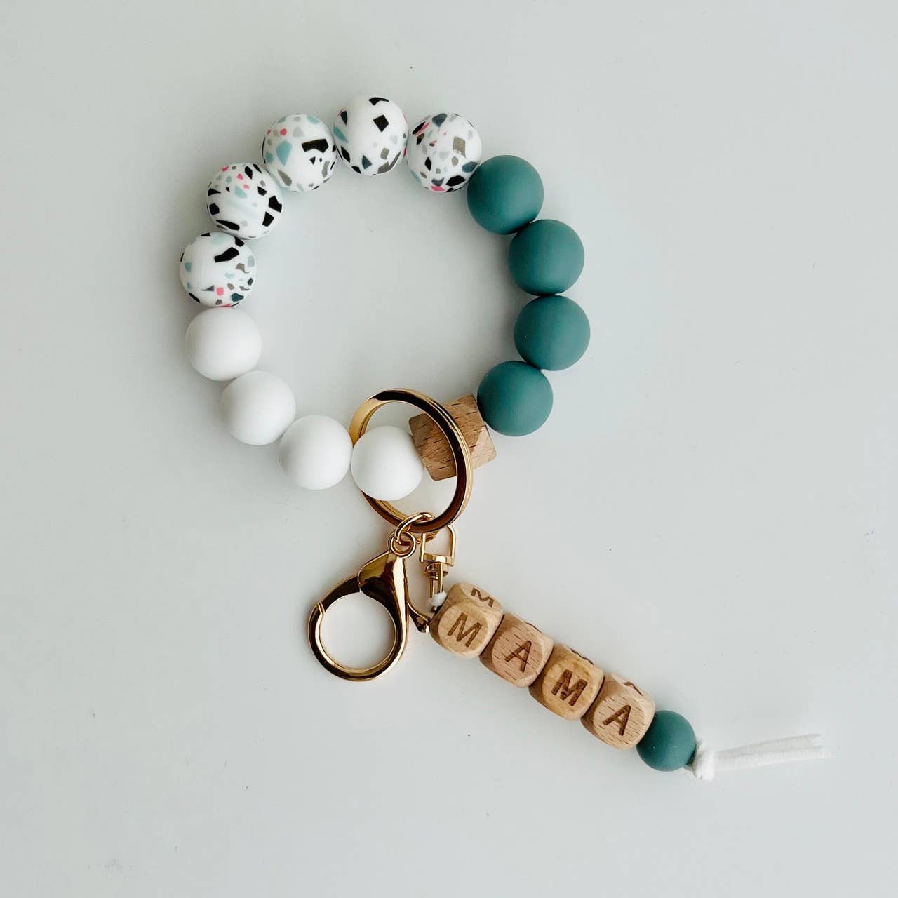 MAMA Bangle Keychain Silicone Wristlet Keyring Bead Bracelet