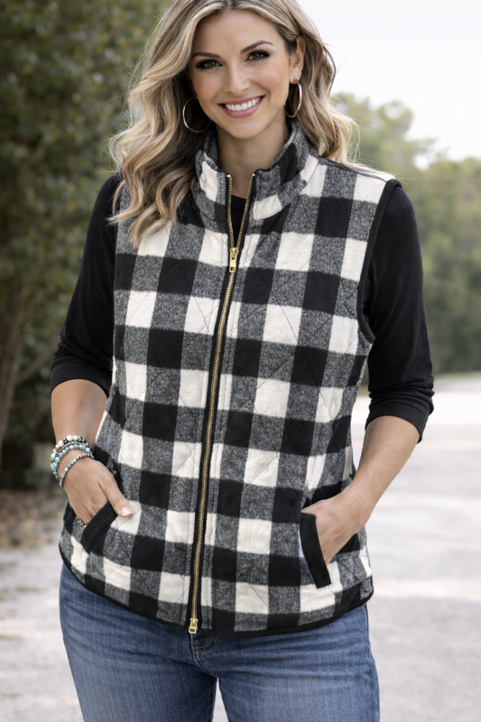 Buffalo Plaid Zip Vest