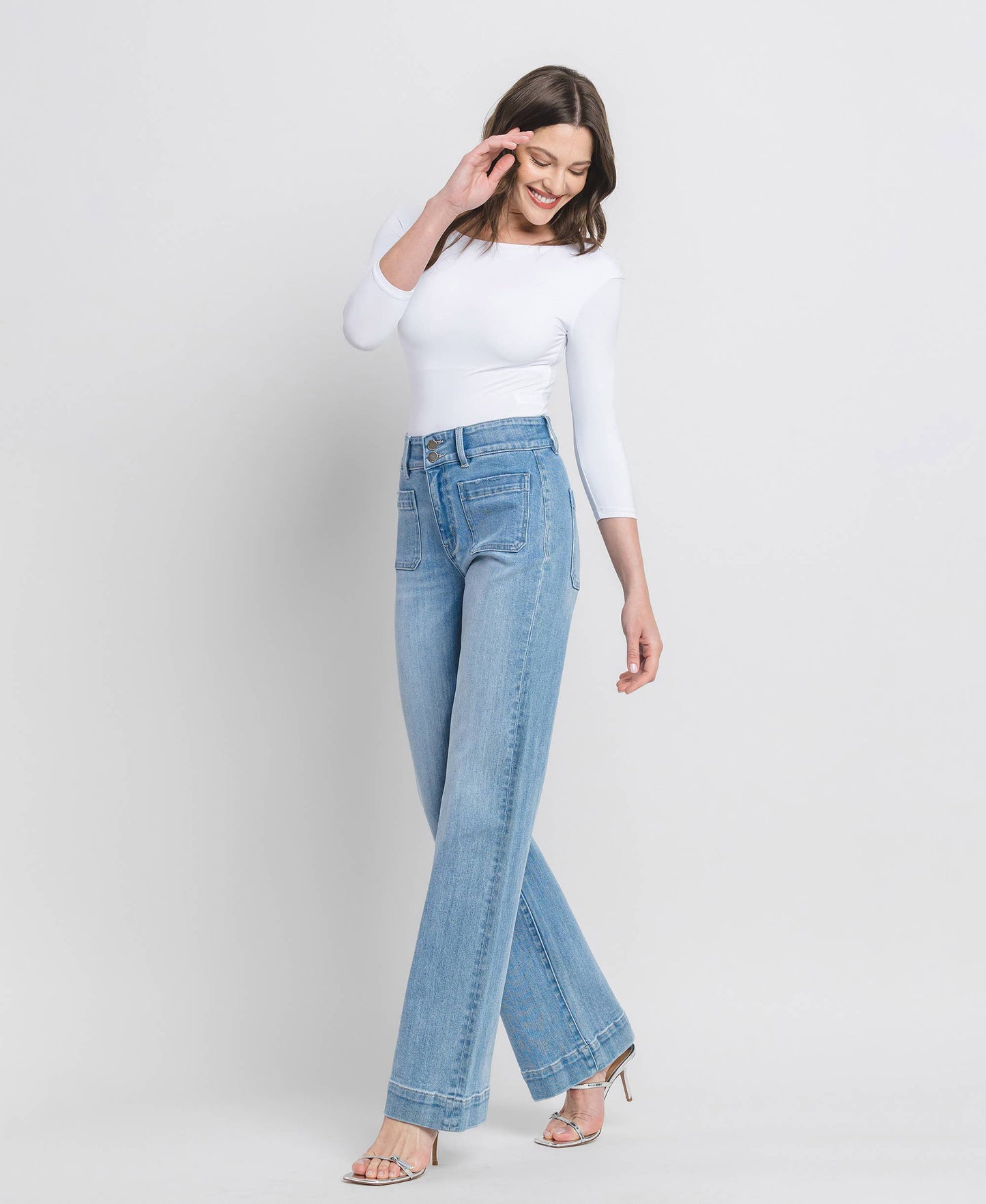 90'S VINTAGE SUPER HIGH RISE FLARE JEANS