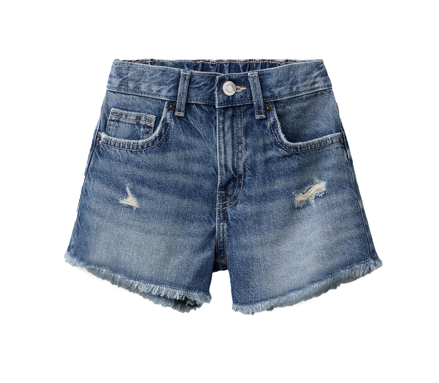 GIRLS' LILY RIPPED DENIM SHORTS W RAW HEM