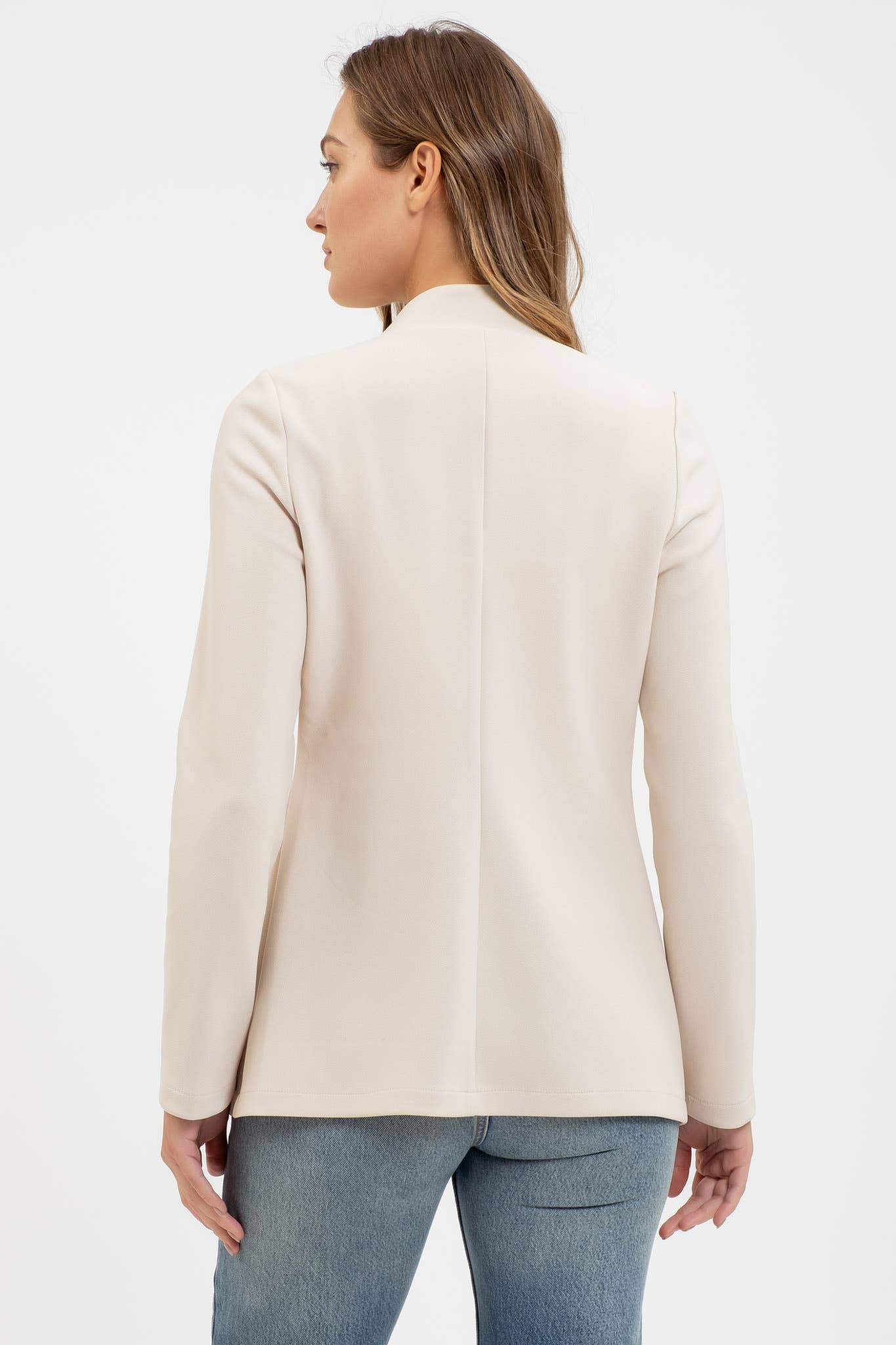 NOTCH COLLAR LONG SLEEVE LONG LINE BLAZER