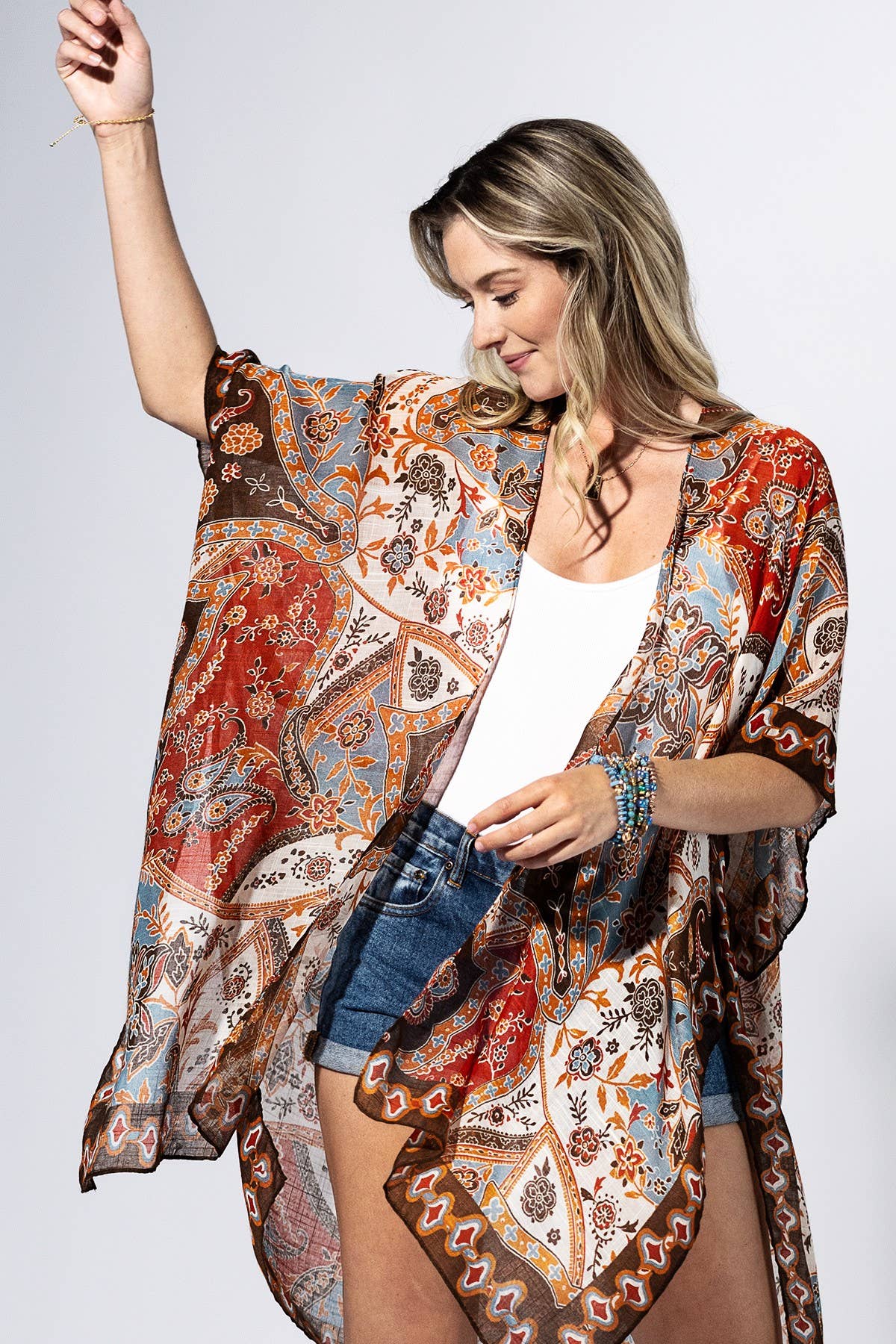Multi Boho Paisley Patchwork Kimono
