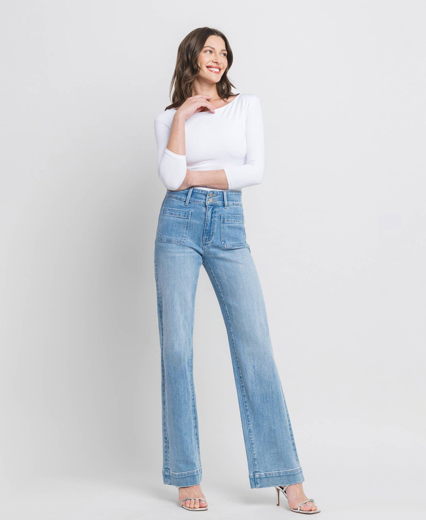 90'S VINTAGE SUPER HIGH RISE FLARE JEANS