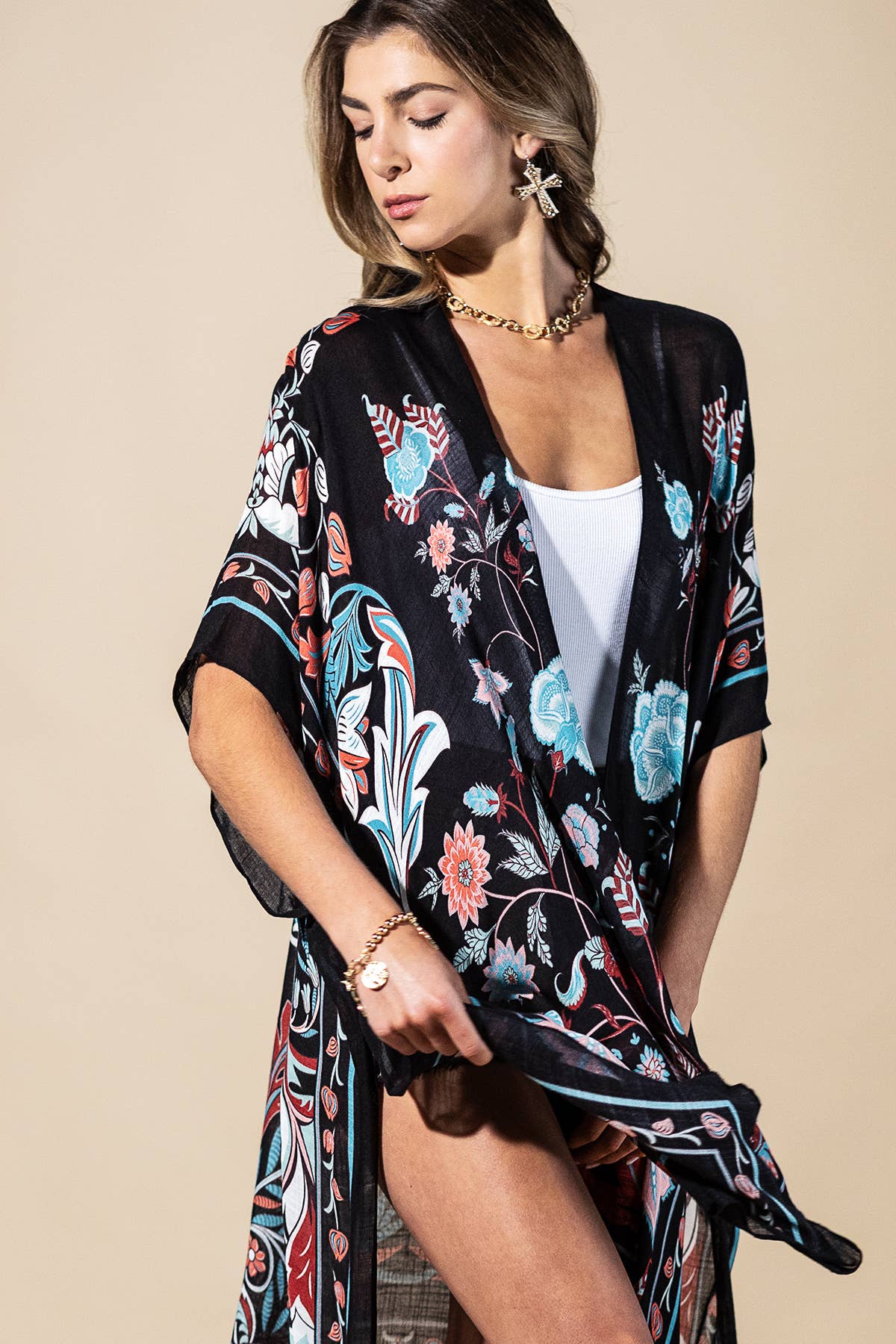 Midnight Vine Viscose Kimono