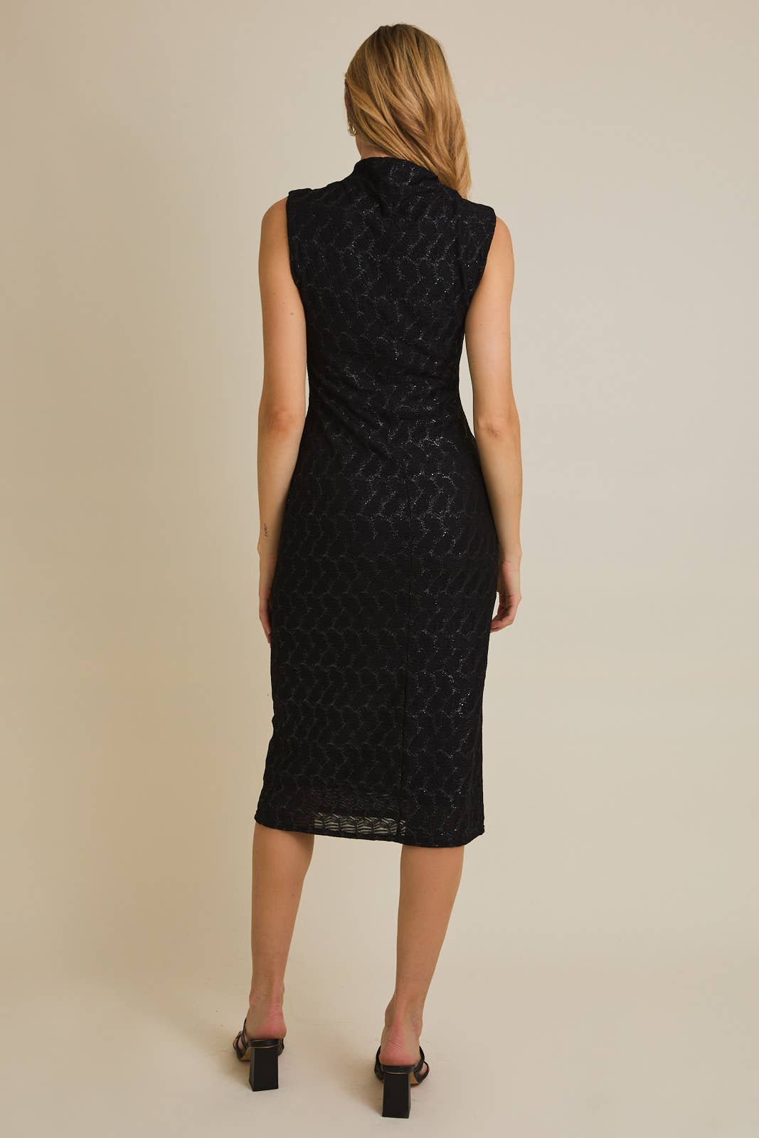 MOCK NECK SLEEVELESS MIDI DRESS