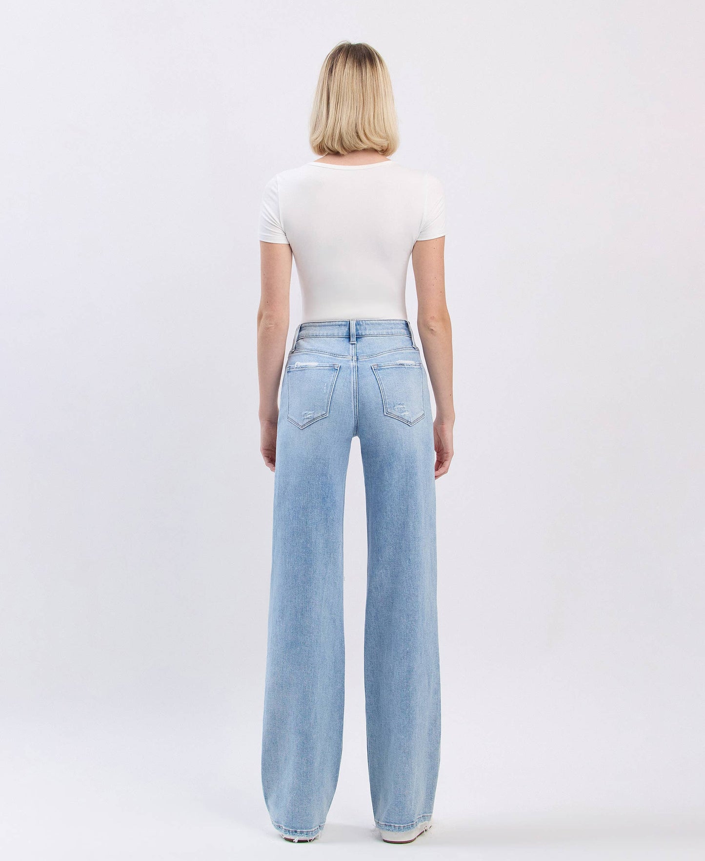 High Rise Distressed Wide Leg Jeans
