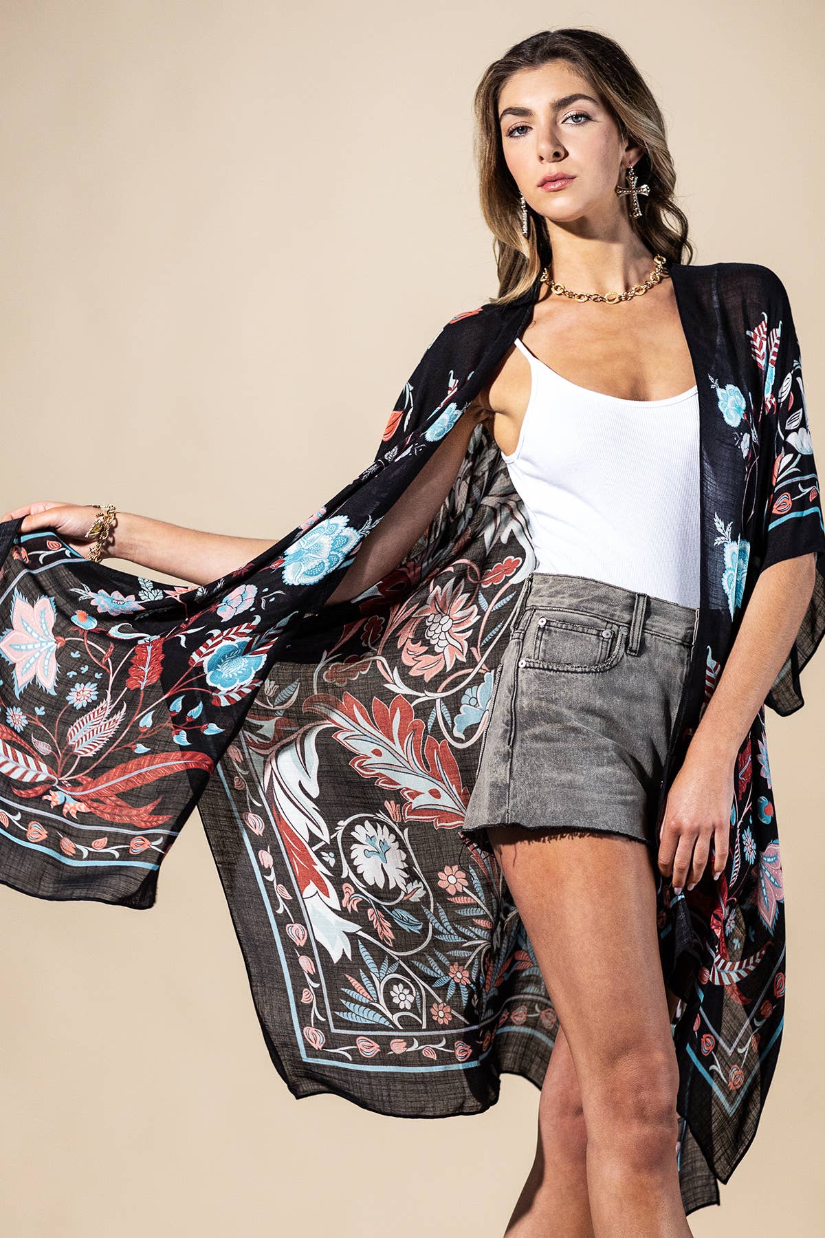 Midnight Vine Viscose Kimono