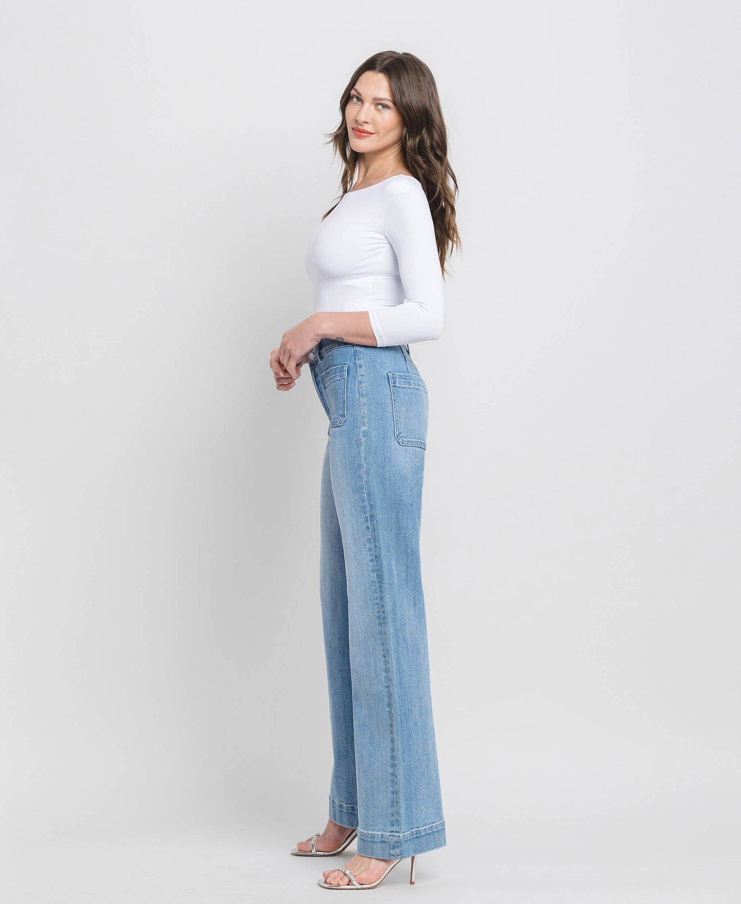 90'S VINTAGE SUPER HIGH RISE FLARE JEANS