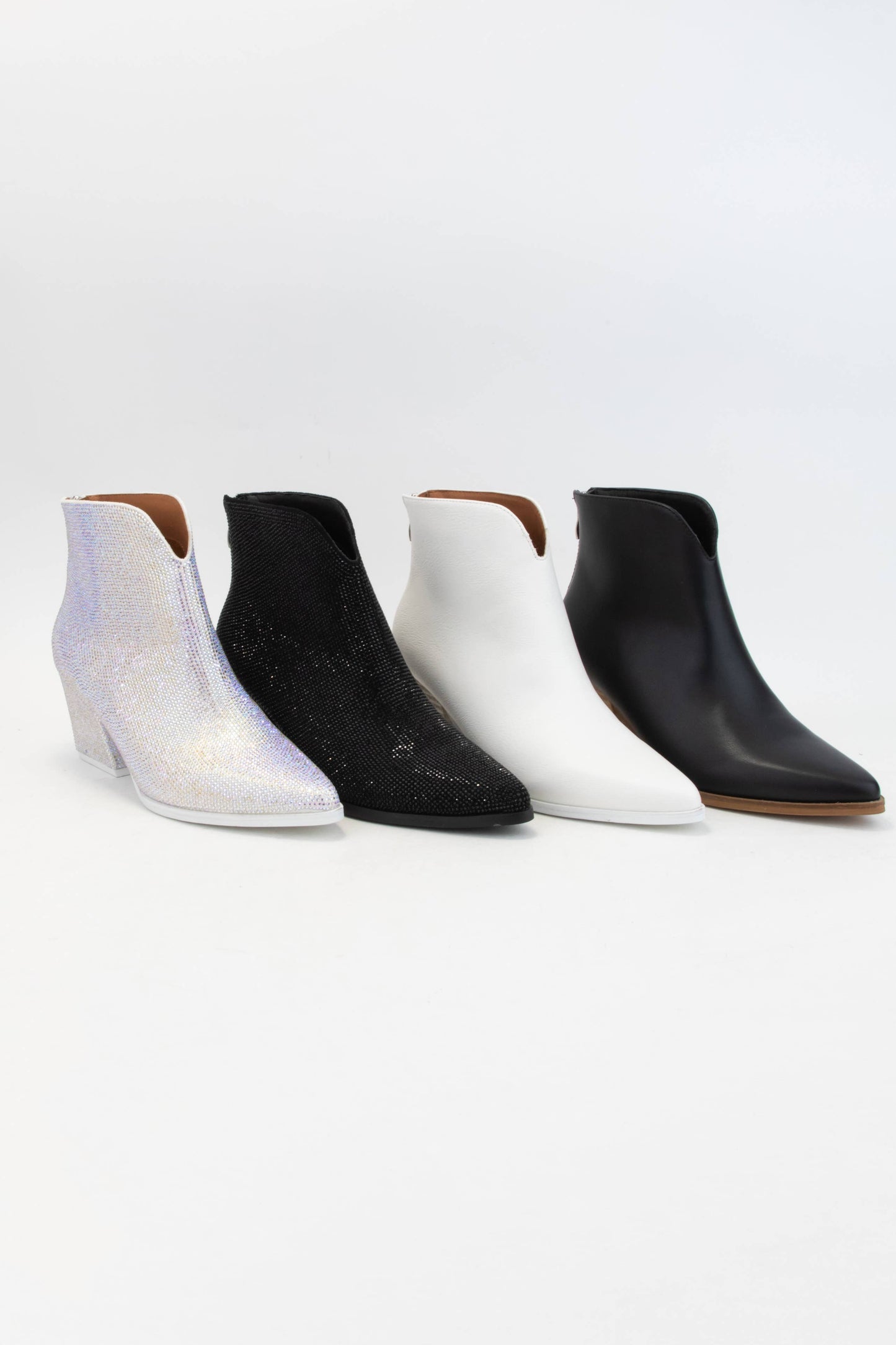 FRONT V-SHAPE CUTOUT BLOCK HEEL BOOTIE