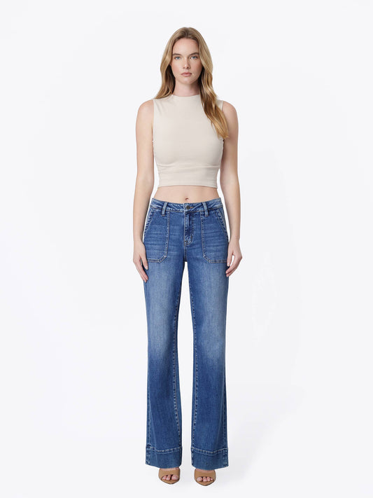 Truculent - High Rise Patch Pocket Vintage Flare Jeans