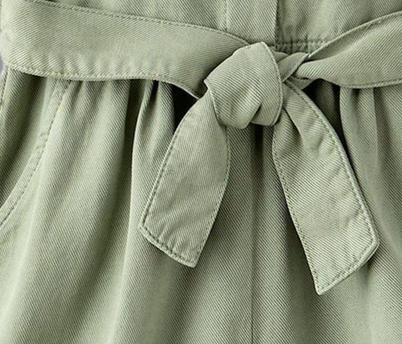 GIRLS S/S ROMPER ROUND NECK FRT SNAP BUTTON W BELT