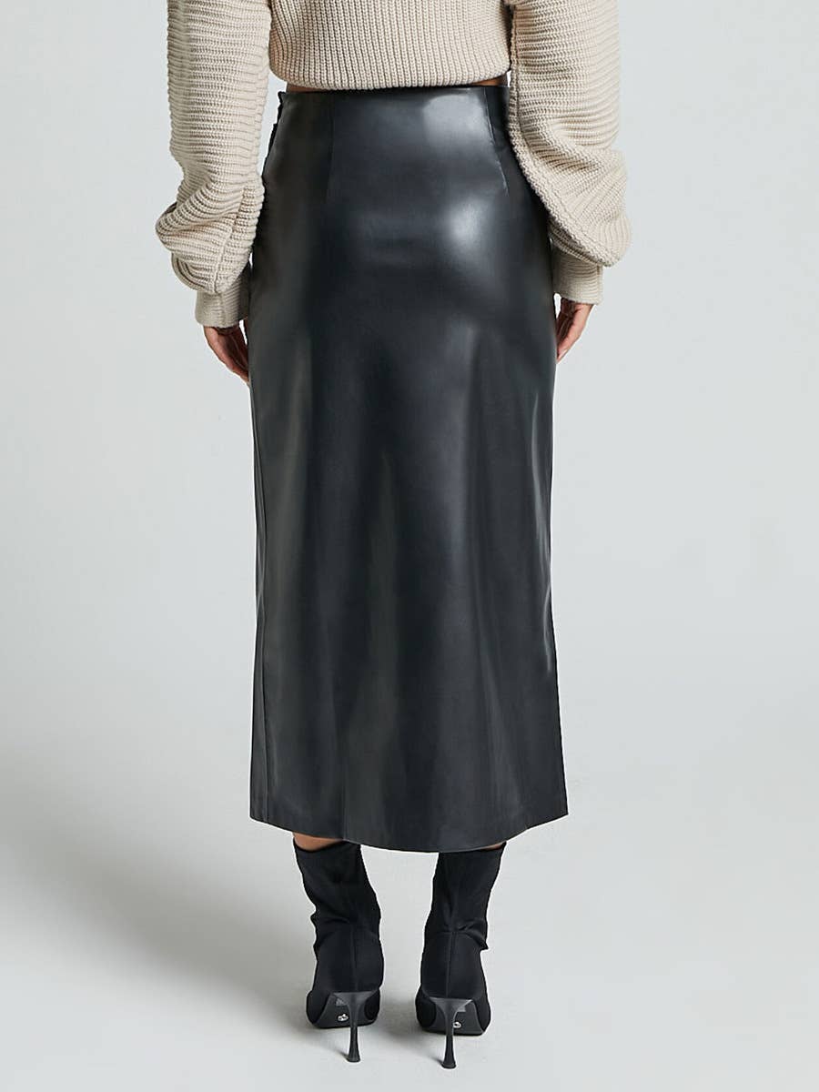 SPLIT LEATHER SKIRT