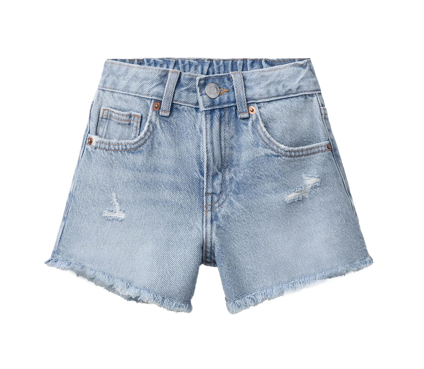 GIRLS' LILY RIPPED DENIM SHORTS W RAW HEM