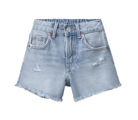 GIRLS' LILY RIPPED DENIM SHORTS W RAW HEM
