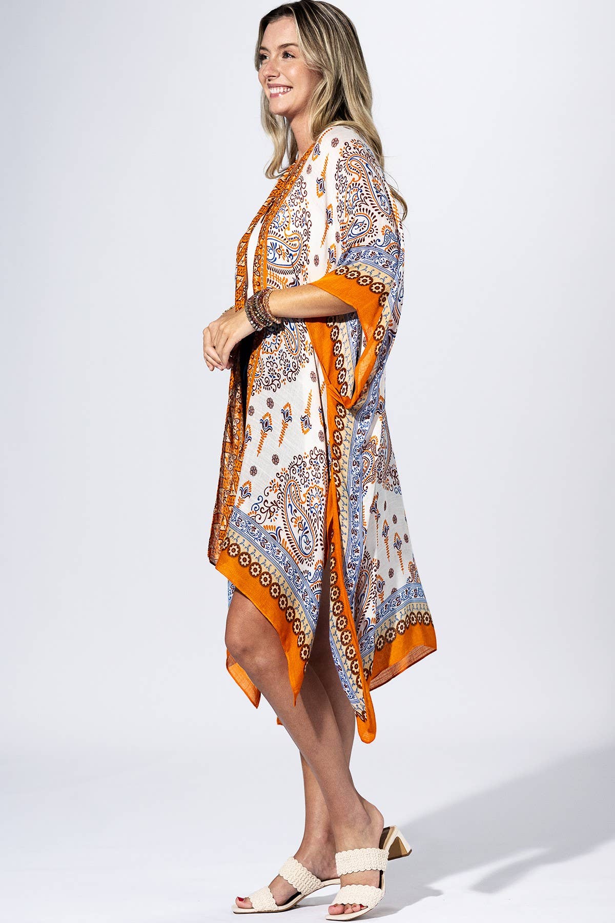 Orange Peel Paisley Border Kimono