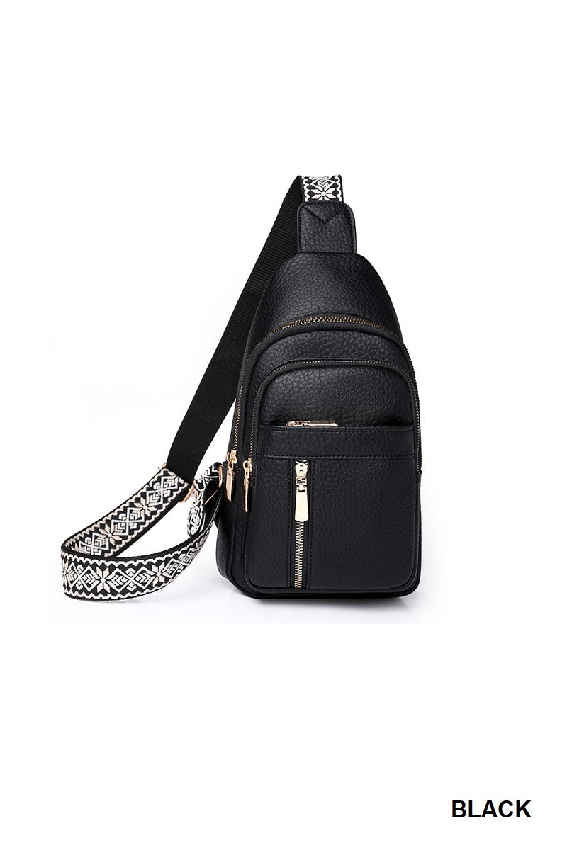 VEGAN LEATHER CROSSBODY SLING CHEST PACK BAG