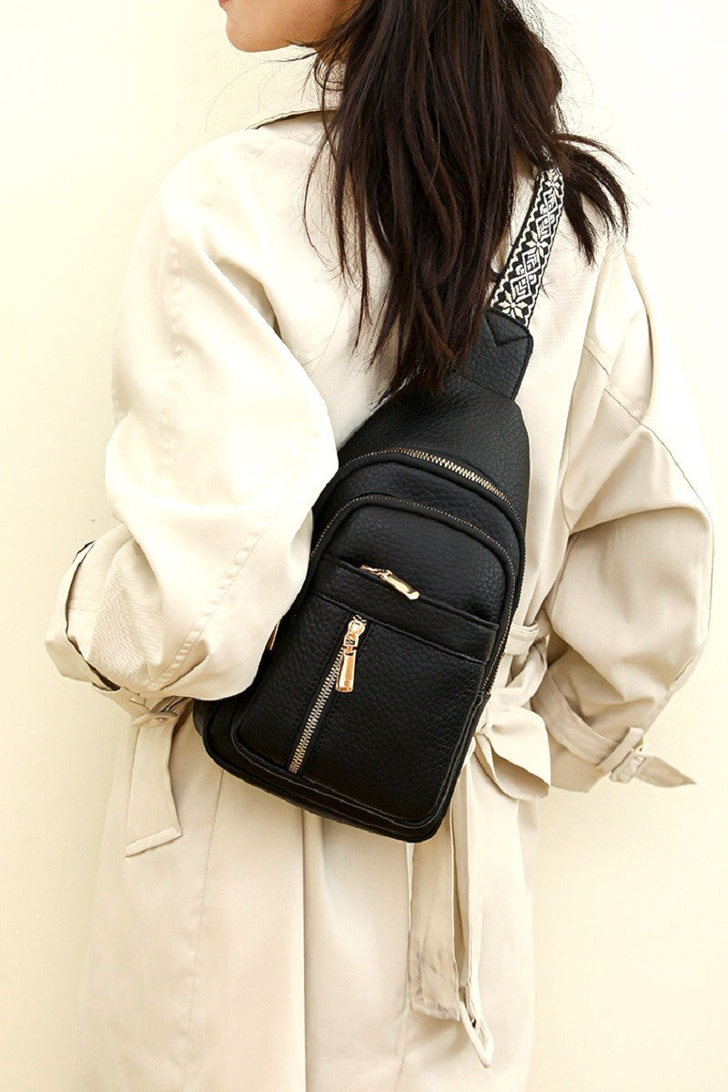VEGAN LEATHER CROSSBODY SLING CHEST PACK BAG