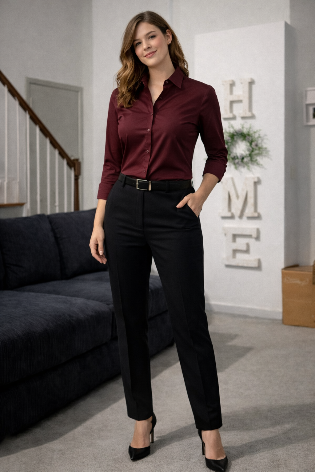 Wine and Power Button-Down