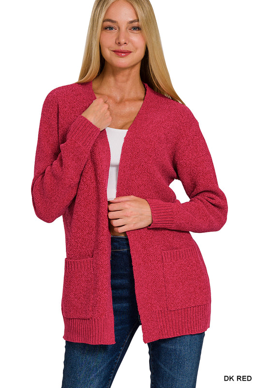 Melange open front sweater cardigan