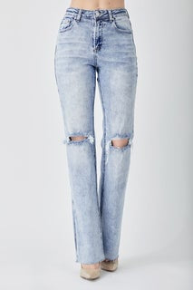 Risen High-Rise Long Inseam Straight Jeans