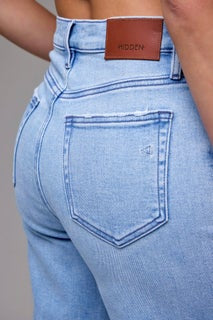 Logan Light Wash Distressed 33’ inseam Dad Jean