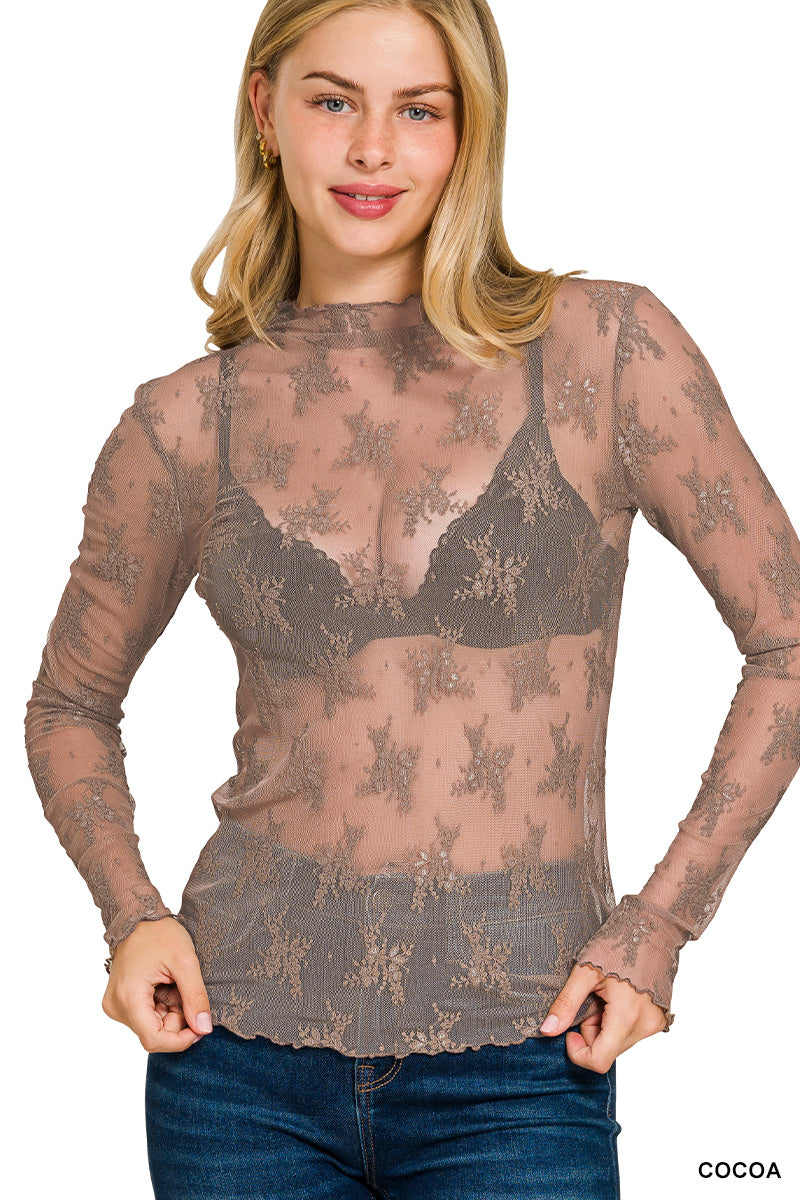 Lace see-through layering top
