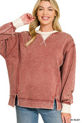 Fleece acid washed contrast trim sweatshirts