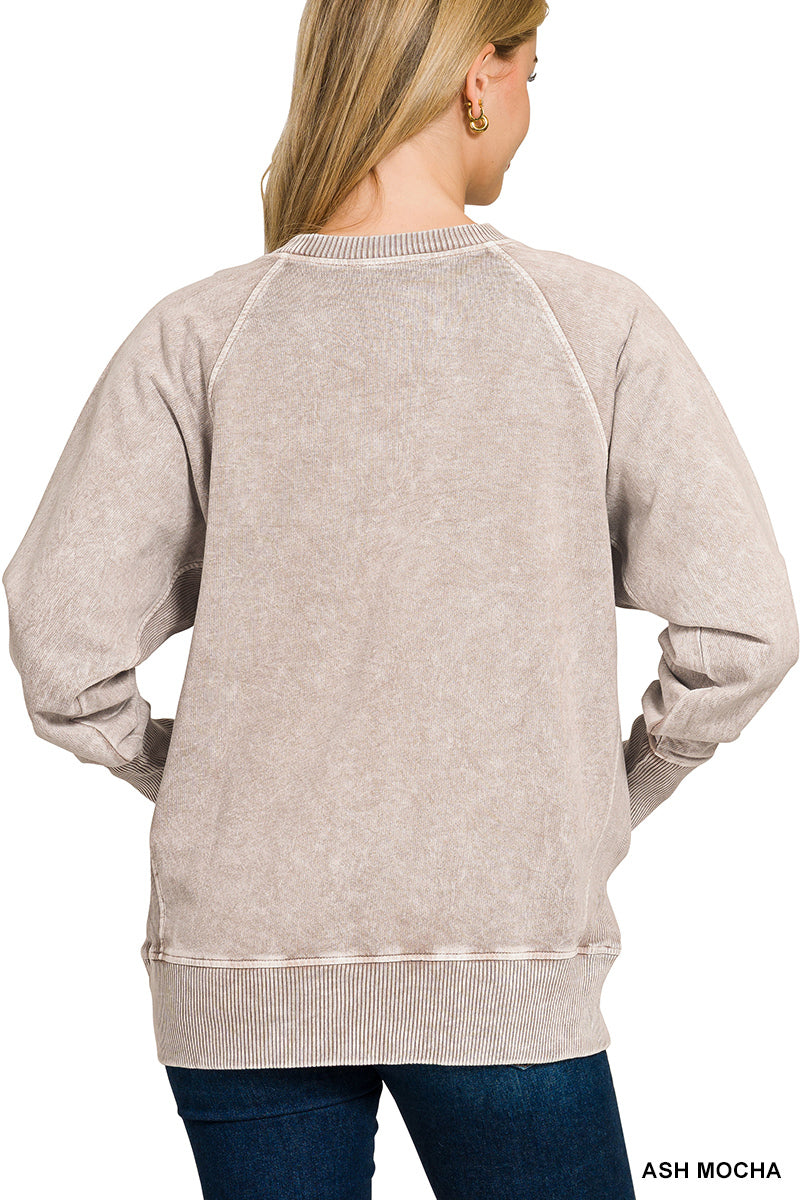 HALO WASHED FRENCH TERRY ROUND NECK PULLOVER