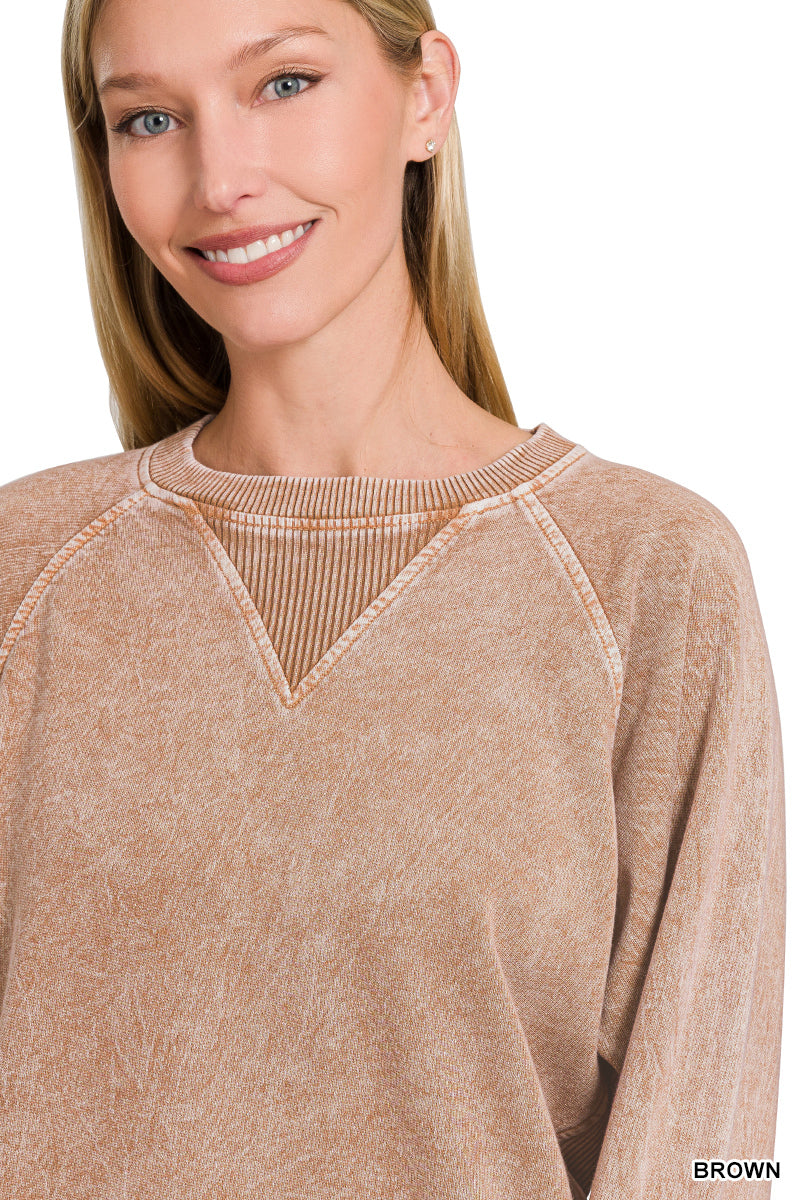 HALO WASHED FRENCH TERRY ROUND NECK PULLOVER